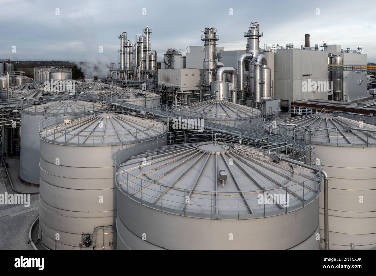 Chemical storage tanks at industrial facility