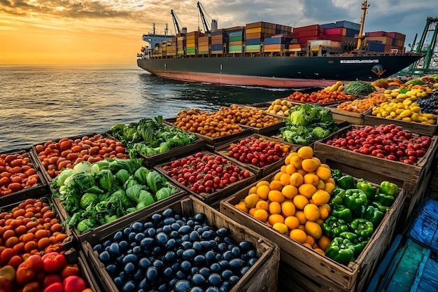Global food supply chain logistics shipping