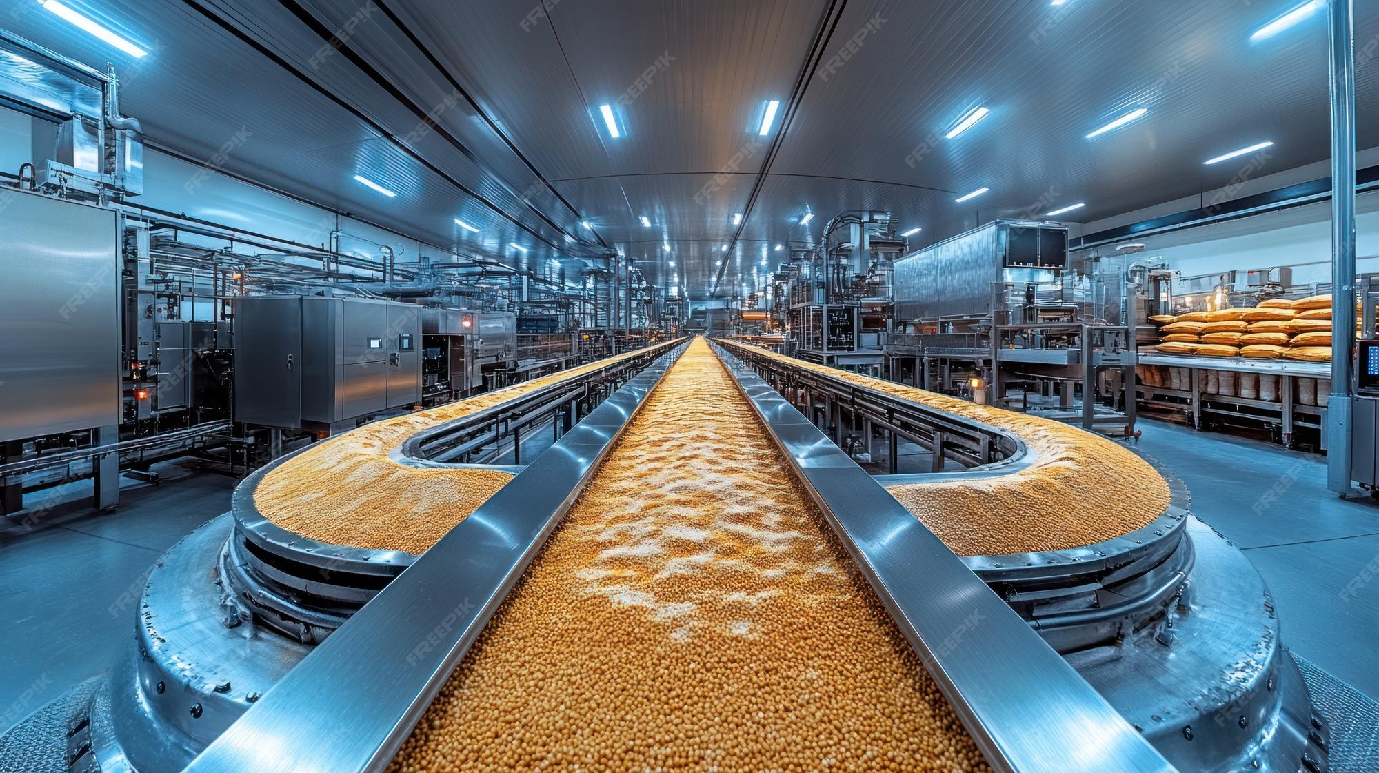 Processing factory and industrial food warehouse